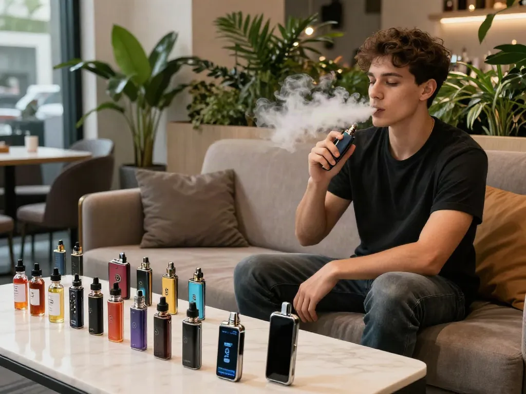 How long does a vape last? Enjoying vaping in a stylish lounge with premium vape kits.